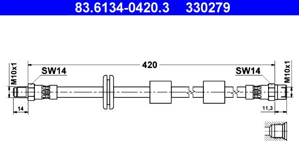 ATE 83.6134-0420.3 - Тормозной шланг unicars.by