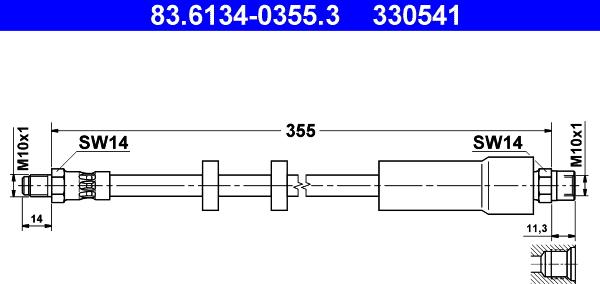 ATE 83.6134-0355.3 - Тормозной шланг unicars.by