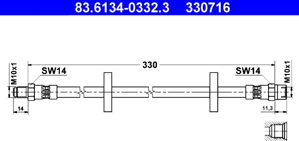 ATE 83.6134-0332.3 - Тормозной шланг unicars.by