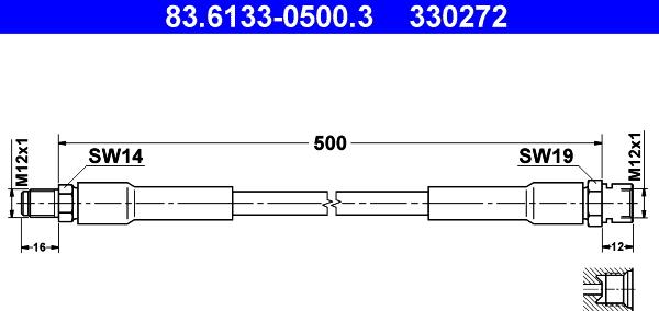 ATE 83.6133-0500.3 - Тормозной шланг unicars.by