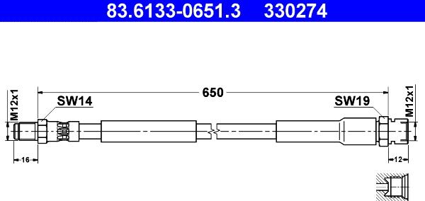 ATE 83.6133-0651.3 - Тормозной шланг unicars.by