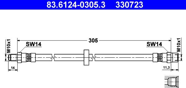 ATE 83.6124-0305.3 - Тормозной шланг unicars.by