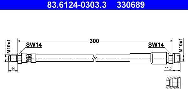 ATE 83.6124-0303.3 - Тормозной шланг unicars.by