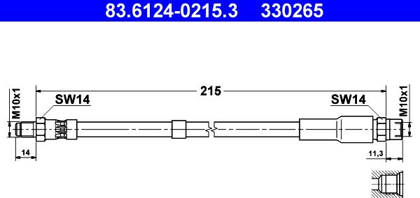 ATE 83.6124-0215.3 - Тормозной шланг unicars.by