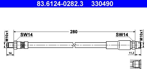 ATE 83.6124-0282.3 - Тормозной шланг unicars.by