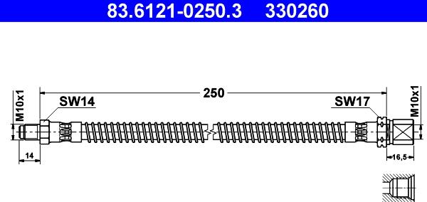 ATE 83.6121-0250.3 - Тормозной шланг unicars.by