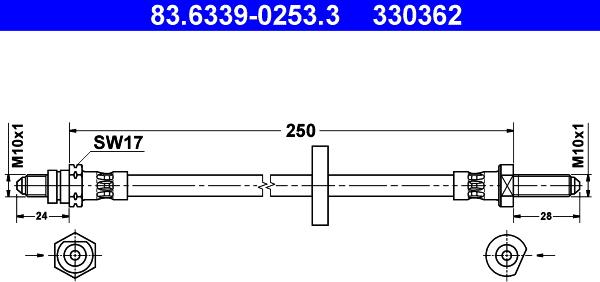 ATE 83.6339-0253.3 - Тормозной шланг unicars.by