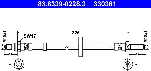 ATE 83.6339-0228.3 - Тормозной шланг unicars.by