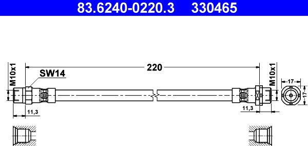 ATE 83.6240-0220.3 - Тормозной шланг unicars.by