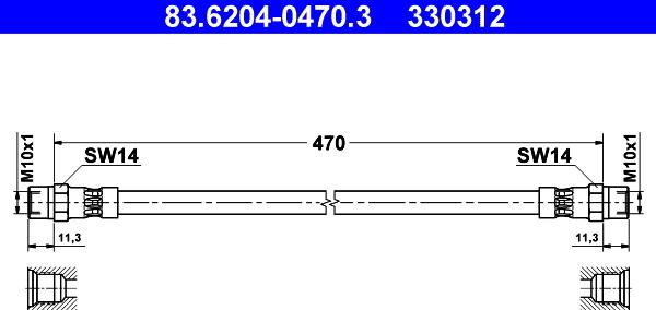 ATE 83.6204-0470.3 - Тормозной шланг unicars.by