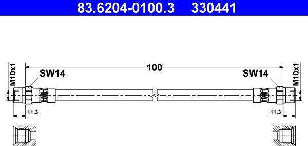 ATE 83.6204-0100.3 - Тормозной шланг unicars.by