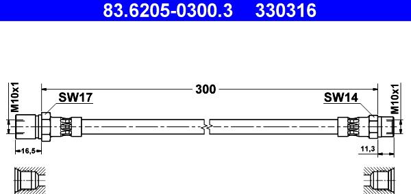 ATE 83.6205-0300.3 - Тормозной шланг unicars.by