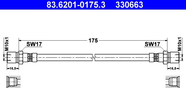 ATE 83.6201-0175.3 - Тормозной шланг unicars.by