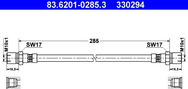 ATE 83.6201-0285.3 - Тормозной шланг unicars.by