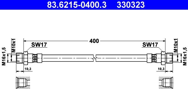 ATE 83.6215-0400.3 - Тормозной шланг unicars.by