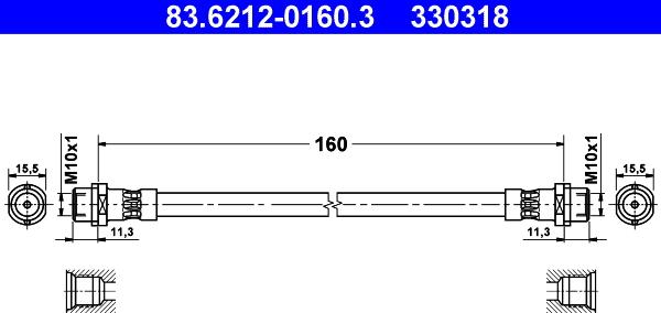 ATE 83.6212-0160.3 - Тормозной шланг unicars.by