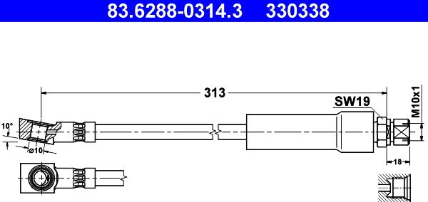 ATE 83.6288-0314.3 - Тормозной шланг unicars.by