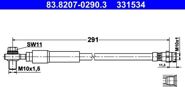 ATE 83.8207-0290.3 - Тормозной шланг unicars.by