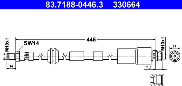 ATE 83.7188-0446.3 - Тормозной шланг unicars.by