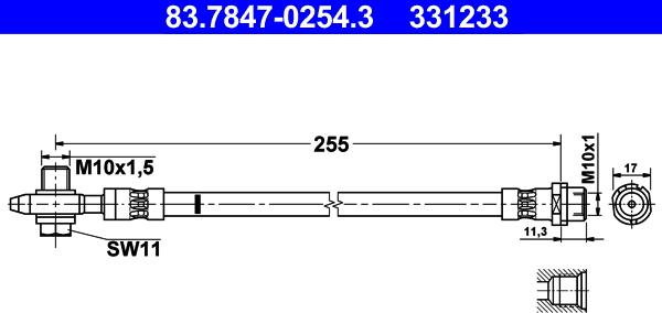 ATE 83.7847-0254.3 - Тормозной шланг unicars.by