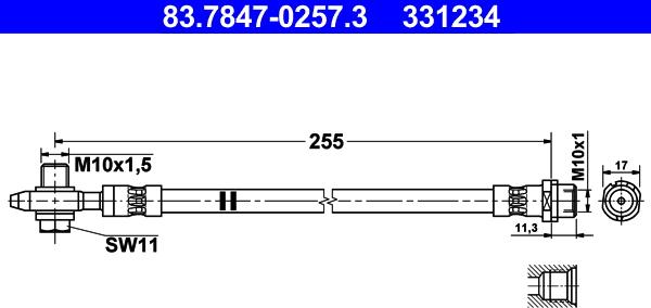 ATE 83.7847-0257.3 - Тормозной шланг unicars.by