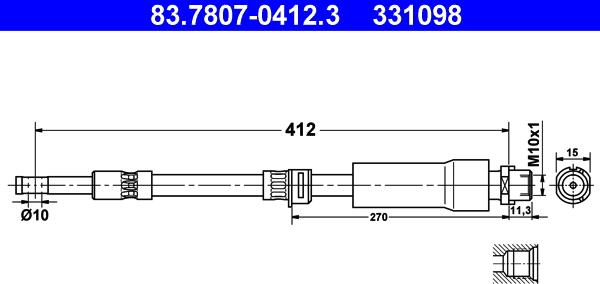 ATE 83.7807-0412.3 - Тормозной шланг unicars.by