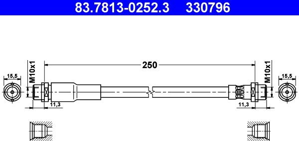 ATE 83.7813-0252.3 - Тормозной шланг unicars.by