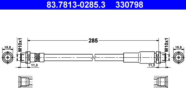 ATE 83.7813-0285.3 - Тормозной шланг unicars.by