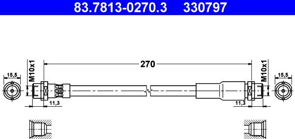 ATE 83.7813-0270.3 - Тормозной шланг unicars.by