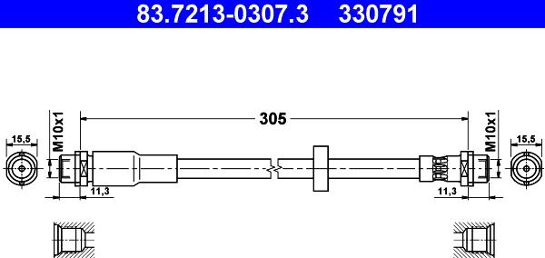 ATE 83.7213-0307.3 - Тормозной шланг unicars.by