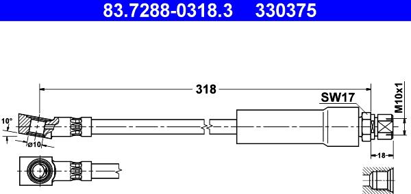 ATE 83.7288-0318.3 - Тормозной шланг unicars.by