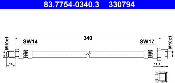 ATE 83.7754-0340.3 - Тормозной шланг unicars.by