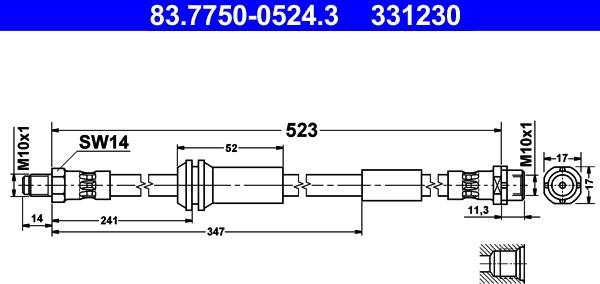 ATE 83.7750-0524.3 - Тормозной шланг unicars.by