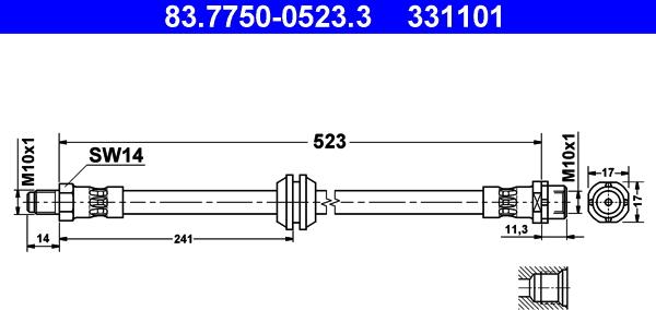 ATE 83.7750-0523.3 - Тормозной шланг unicars.by