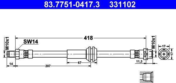 ATE 83.7751-0417.3 - Тормозной шланг unicars.by