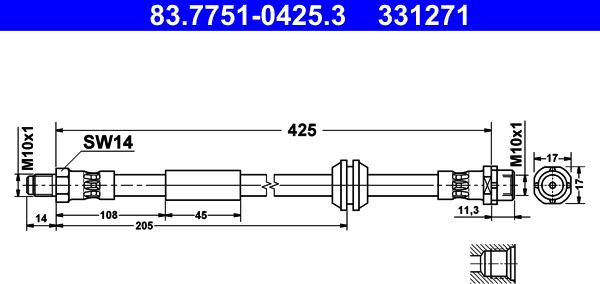 ATE 83.7751-0425.3 - Тормозной шланг unicars.by