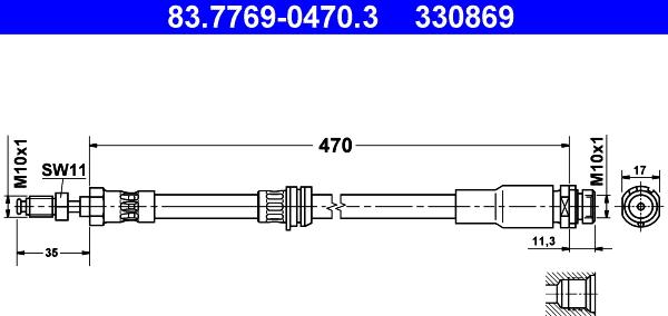 ATE 83.7769-0470.3 - Тормозной шланг unicars.by