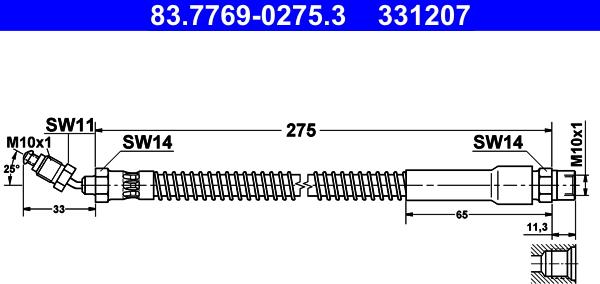 ATE 83.7769-0275.3 - Тормозной шланг unicars.by