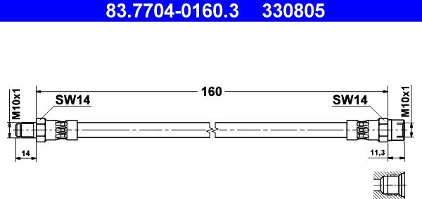 ATE 83.7704-0160.3 - Тормозной шланг unicars.by