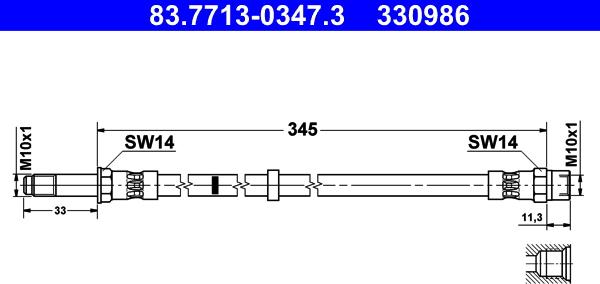 ATE 83.7713-0347.3 - Тормозной шланг unicars.by