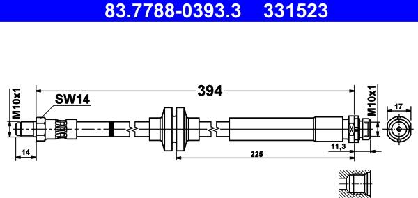 ATE 83.7788-0393.3 - Тормозной шланг unicars.by