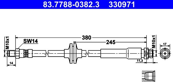 ATE 83.7788-0382.3 - Тормозной шланг unicars.by