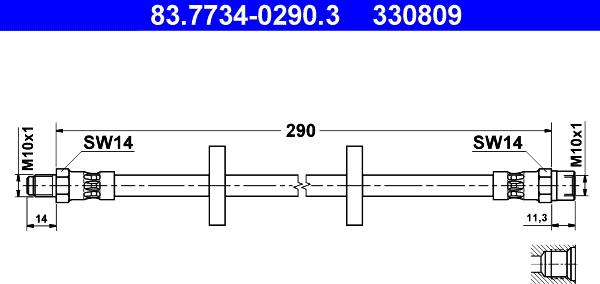 ATE 83.7734-0290.3 - Тормозной шланг unicars.by