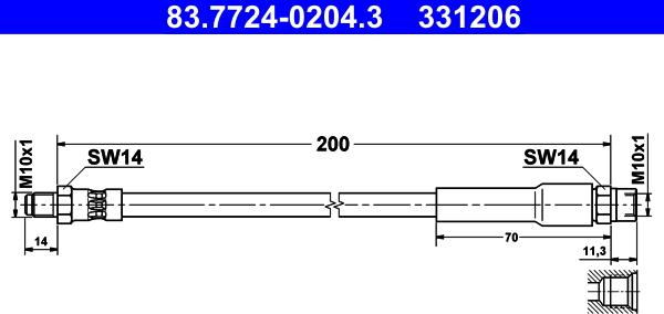 ATE 83.7724-0204.3 - Тормозной шланг unicars.by