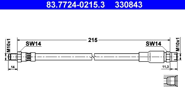 ATE 83.7724-0215.3 - Тормозной шланг unicars.by