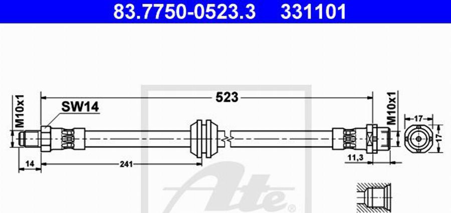 ATE 331101 - Тормозной шланг unicars.by