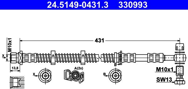 ATE 24.5149-0431.3 - Тормозной шланг unicars.by