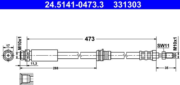 ATE 24.5141-0473.3 - Тормозной шланг unicars.by