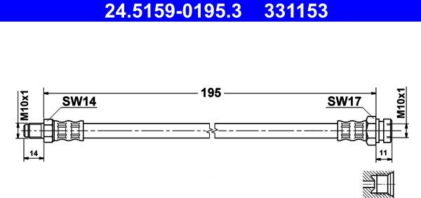 ATE 24.5159-0195.3 - Тормозной шланг unicars.by