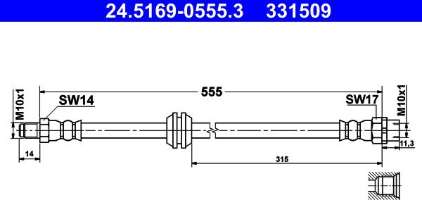 ATE 24.5169-0555.3 - Тормозной шланг unicars.by